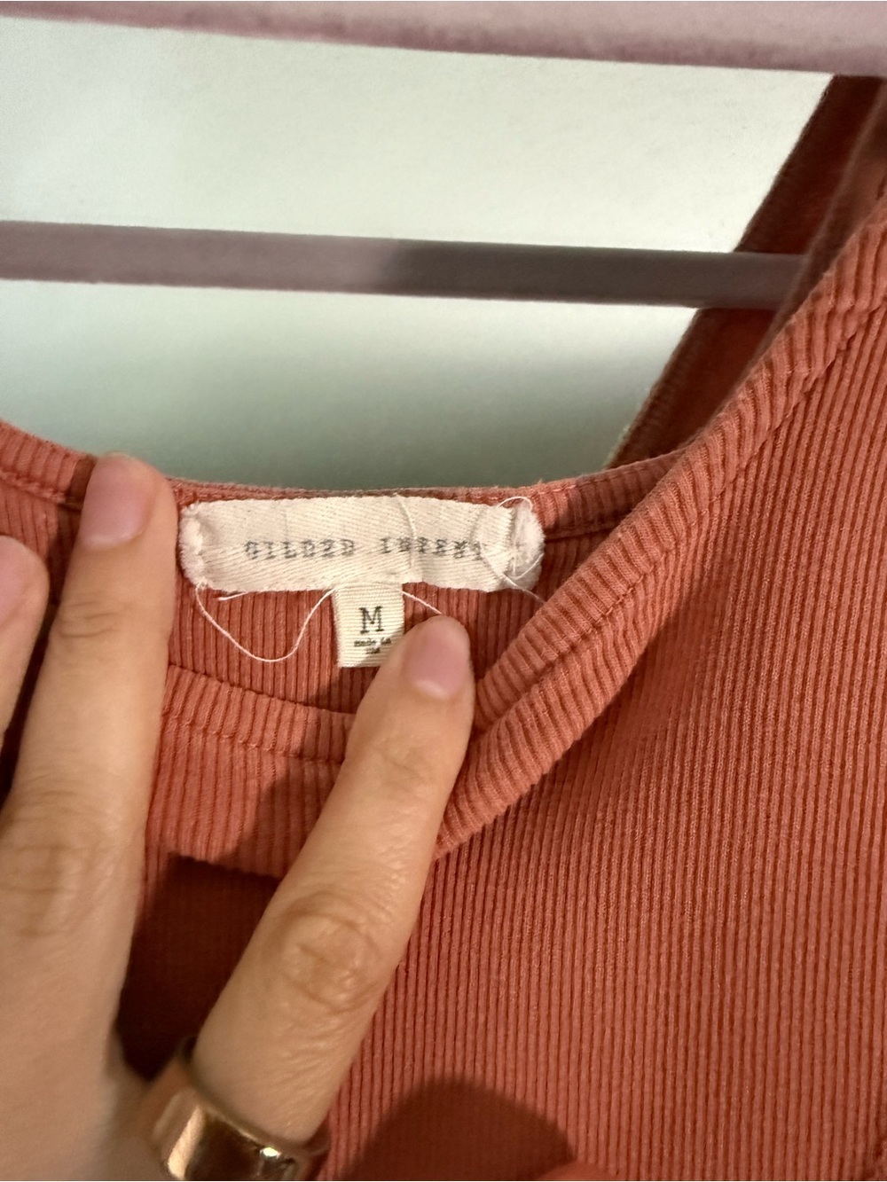 Ribbed Square-Neck Tank Top - Rust - Picture 2 of 3